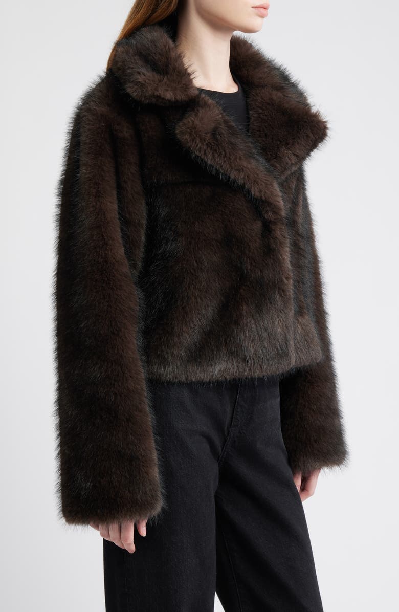 Thread & Supply Short Faux Fur Coat, Alternate, color, Dark Brown