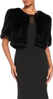 Maggy London Faux Fur Crop Jacket