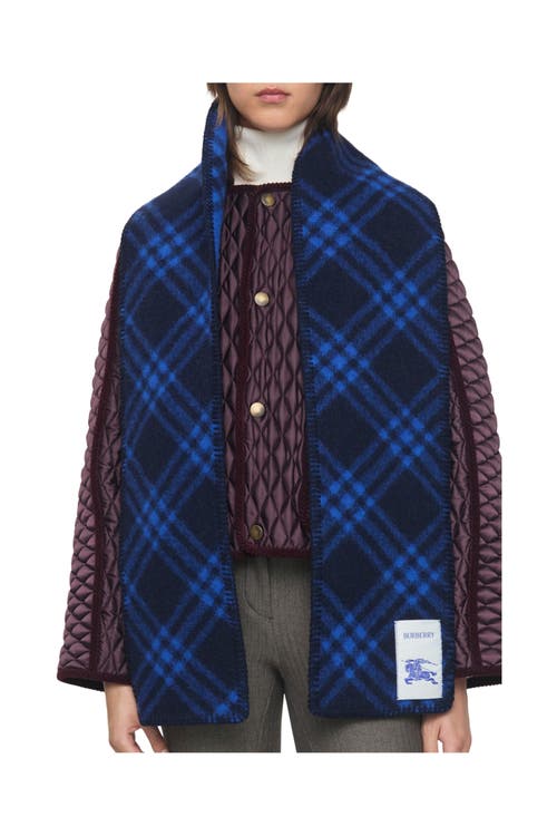 Burberry Narrow Check Cashmere Scarf In Blue