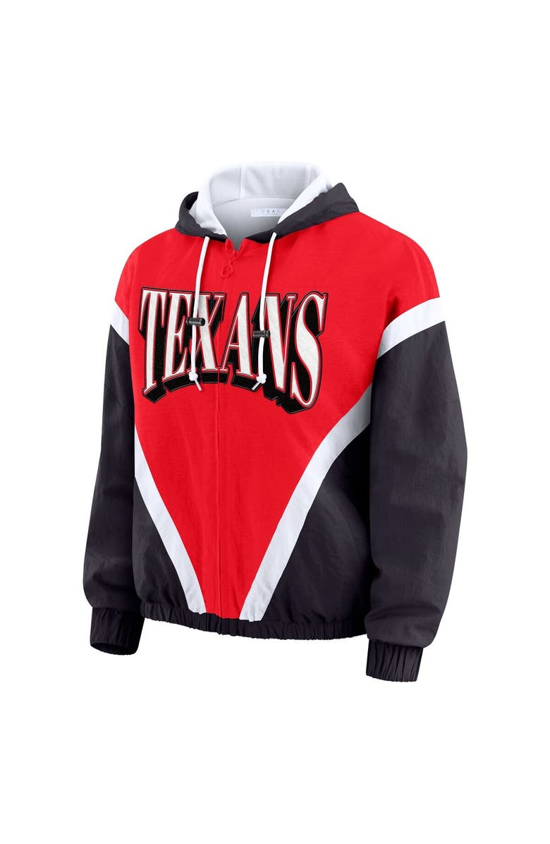 WEAR by Erin Andrews Women's WEAR by Erin Andrews Red/Navy Houston Texans Retro Crinkle Full-Zip Hoodie Windbreaker, Alternate, color, Red