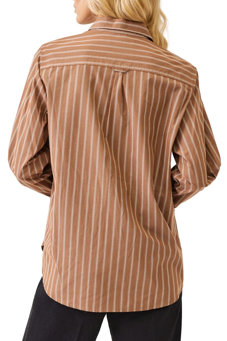 Striped Button-Up Shirt, Alternate, color, MOCHA