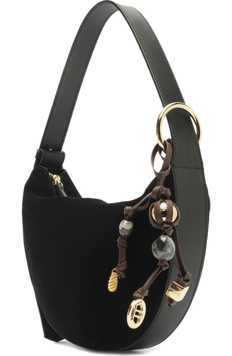 Arezzo Medium Simone Suede Shoulder Bag, Alternate, color, Preto/ Preto/ New Cocoa