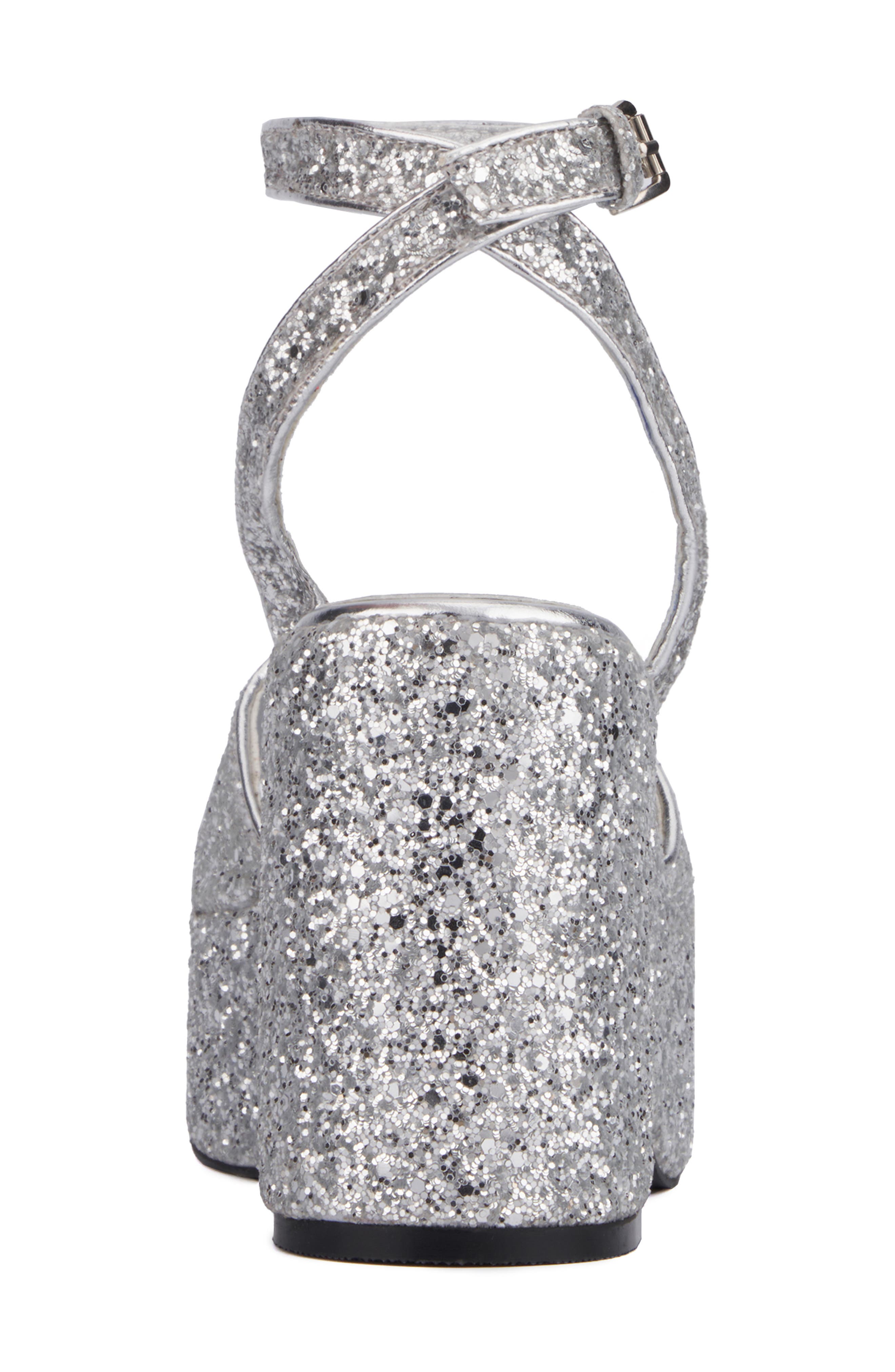 OLIVIA MILLER Capricorn Glitter Platform Sandal, Alternate, color, Silver Glitter