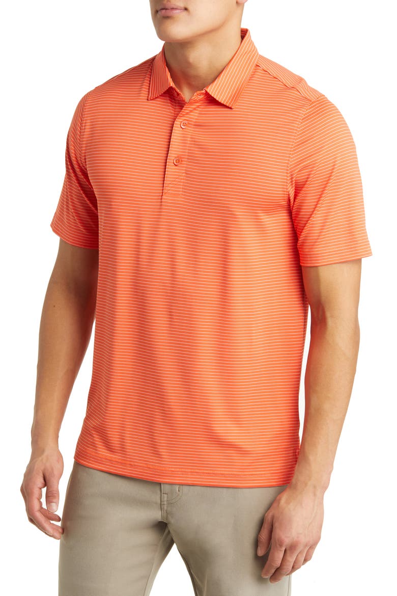 Forge Pencil Stripe Polo, Main, color, COLLEGE ORANGE