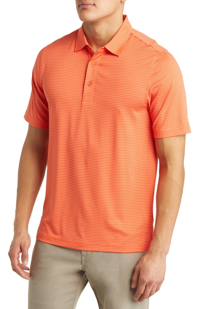 Cutter & Buck Forge Pencil Stripe Polo, Main, color, College Orange