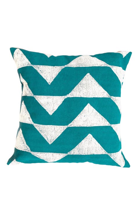 Sadza Triangles Pillow Cover - Seychelles Teal 18'