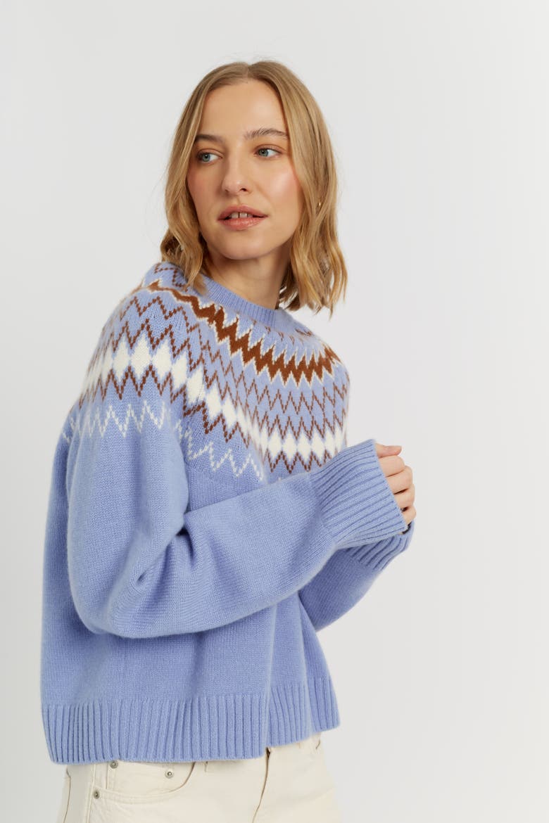 Wool-Cashmere Fair Isle Sweater, Alternate, color, Baby Blue