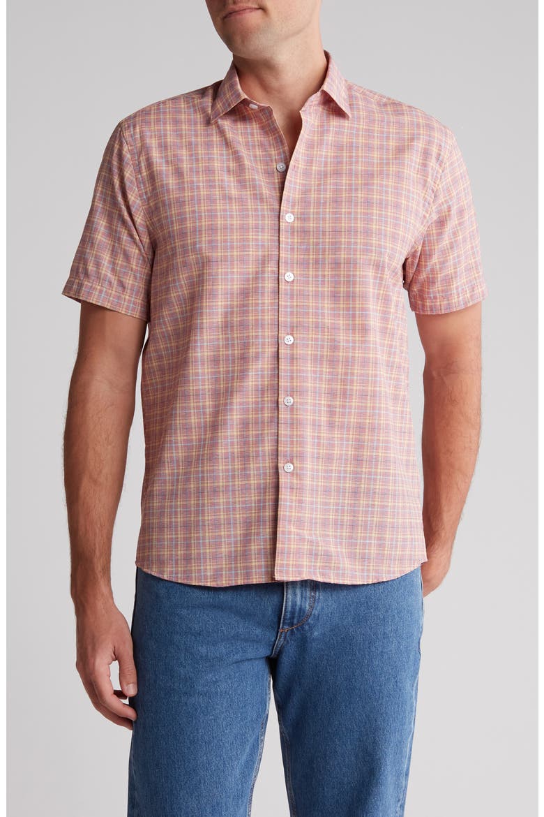 Bali Check Print Short Sleeve Shirt, Main, color, RED MULTI