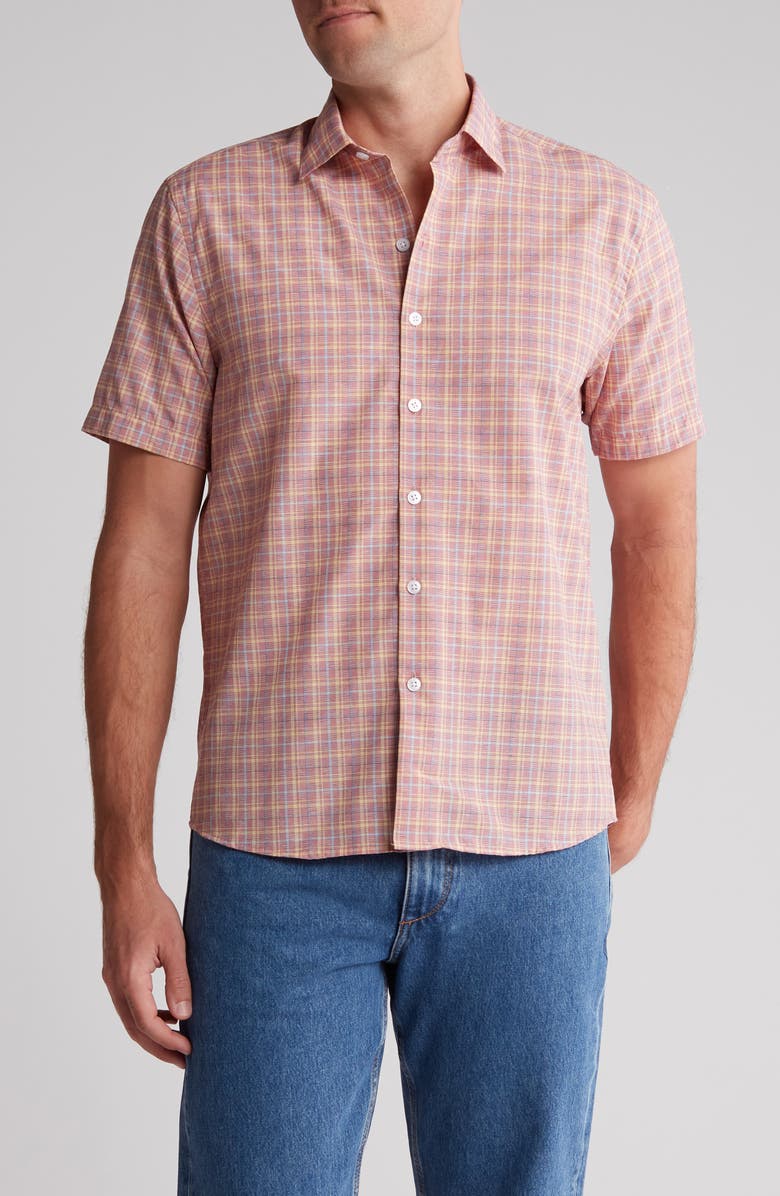 WESTZEROONE Bali Check Print Short Sleeve Shirt, Main, color,