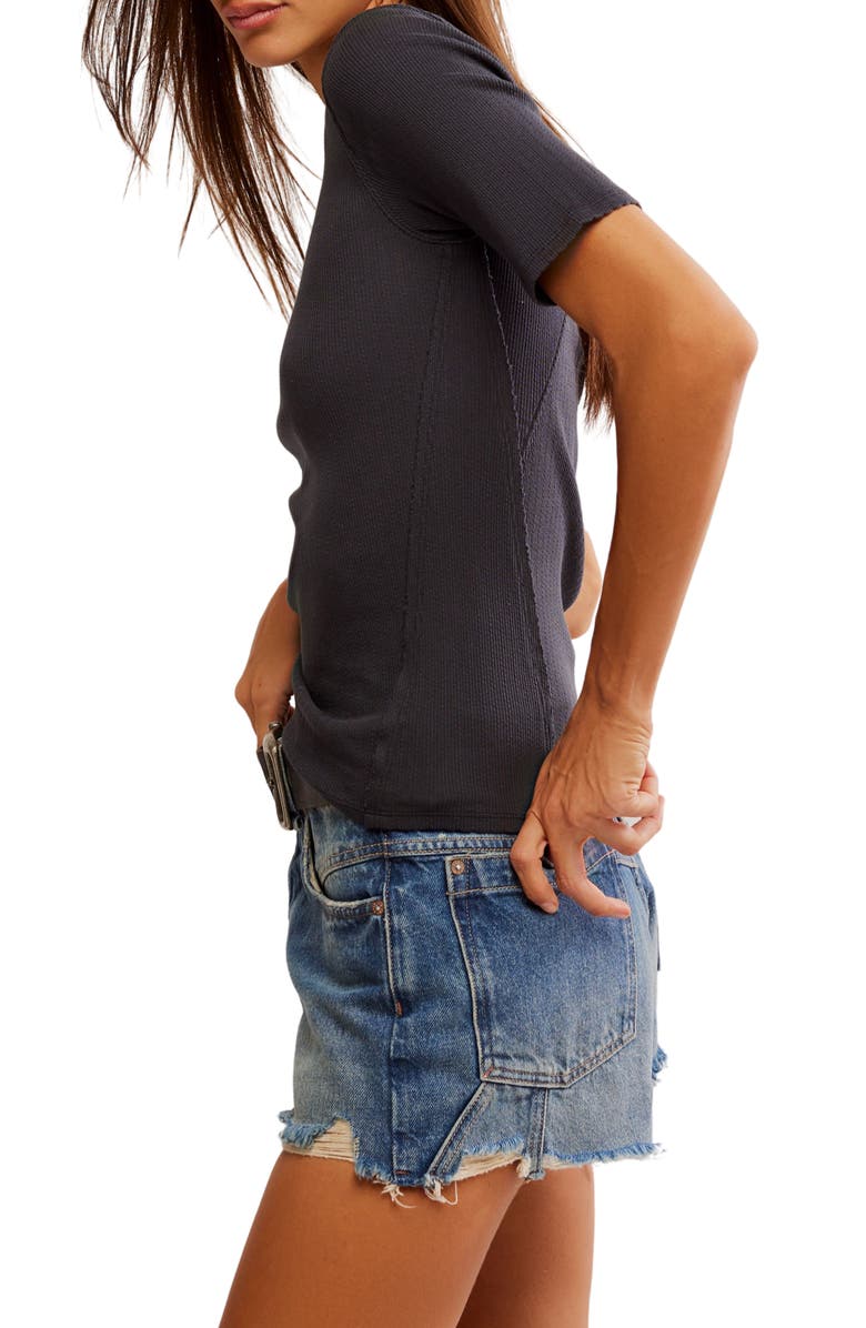 Free People Picture You Rib T-Shirt, Alternate, color, Black