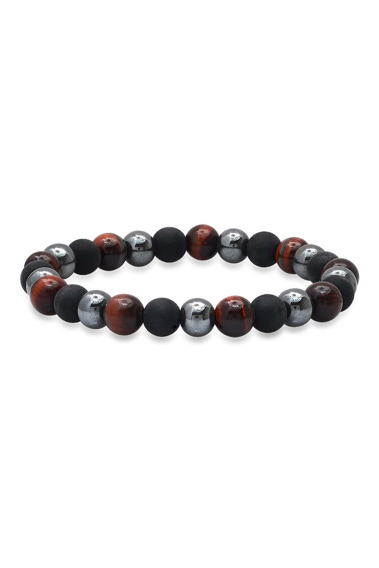 Men's Hematite and Lava Bead Stretch Bracelet, Main, color, BLACK
