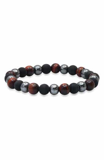 Men's Hematite and Lava Bead Stretch Bracelet