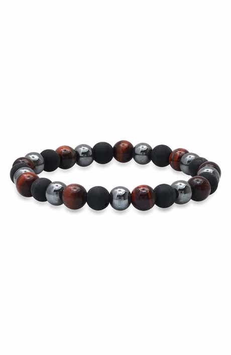 Men's Hematite and Lava Bead Stretch Bracelet