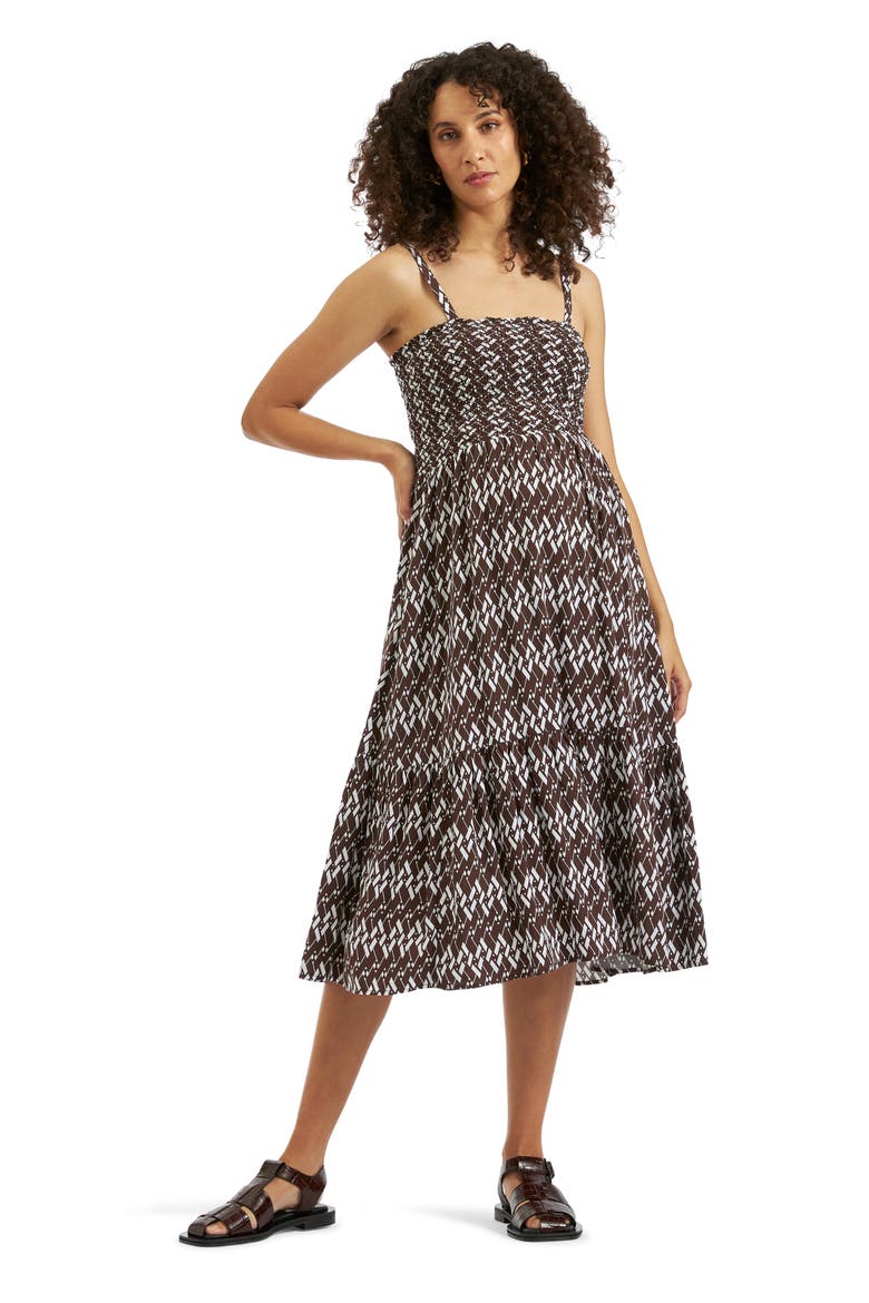 Grace Shirred Dress, Alternate, color, CHOCOLATE WHITE