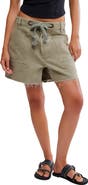 Free People Moxie Mid Rise Belted Drawstring Cutoff Denim Shorts