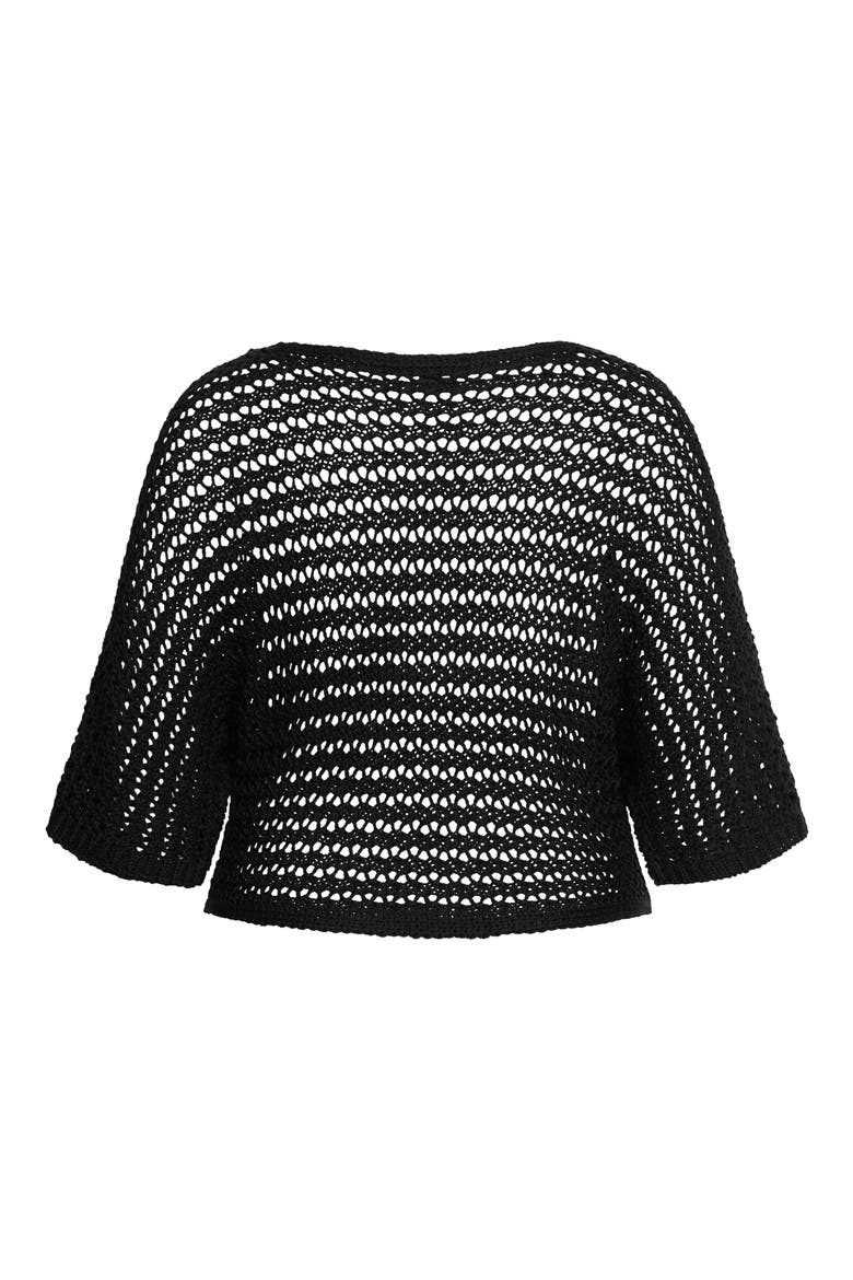 Cool Pointelle Knit Sweater, Alternate, color, BLACK