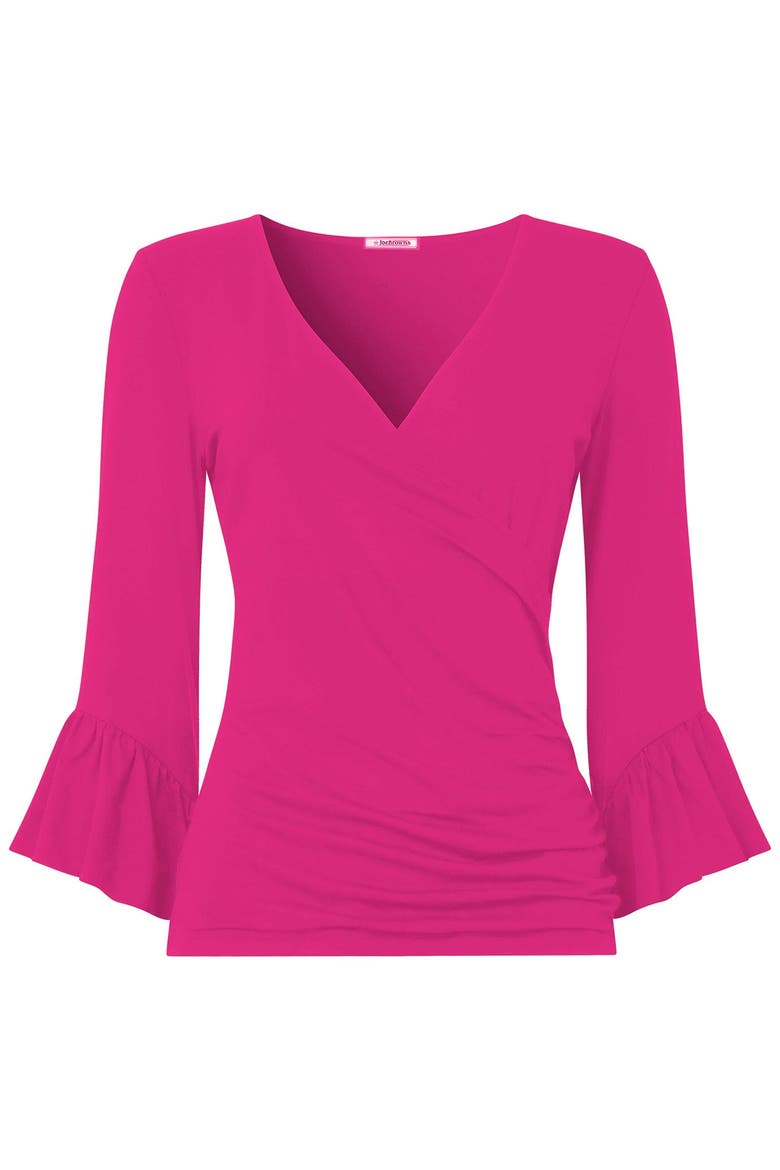 Stretch Knit Bell Sleeve Top, Alternate, color, HOT PINK