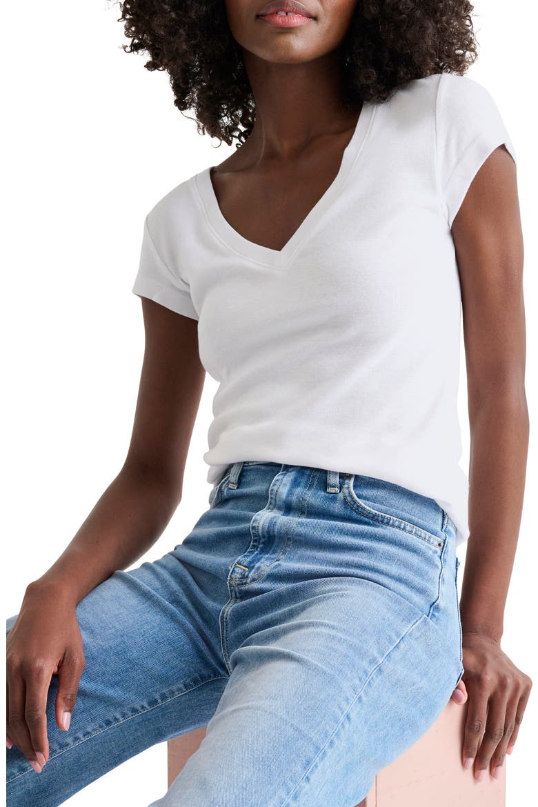 Faye V-Neck Tee, Alternate, color, WHITE