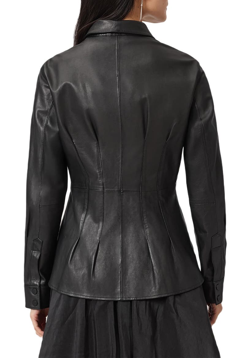 Larson Lea Leather Jacket, Alternate, color, BLACK
