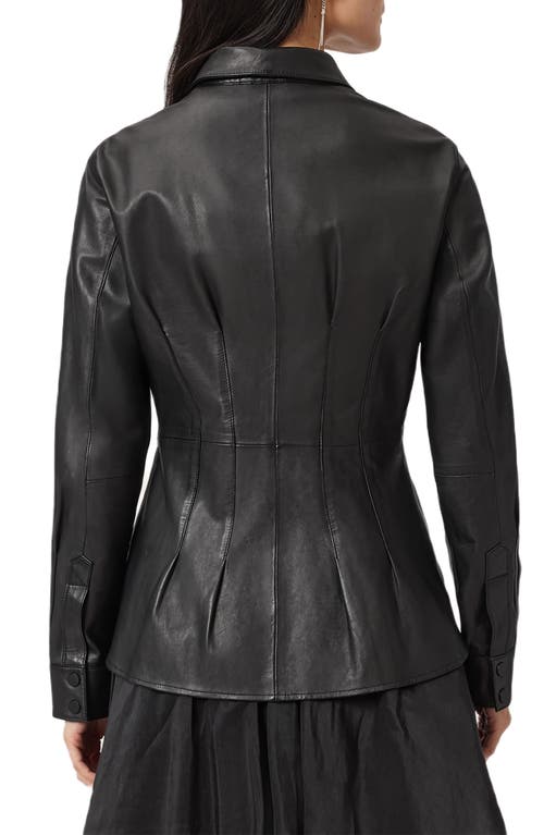 Allsaints Larson Lea Leather Jacket In Black