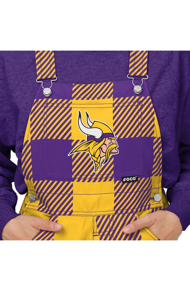 FOCO Women's FOCO Purple Minnesota Vikings Big Logo Plaid Overalls, Alternate, color,