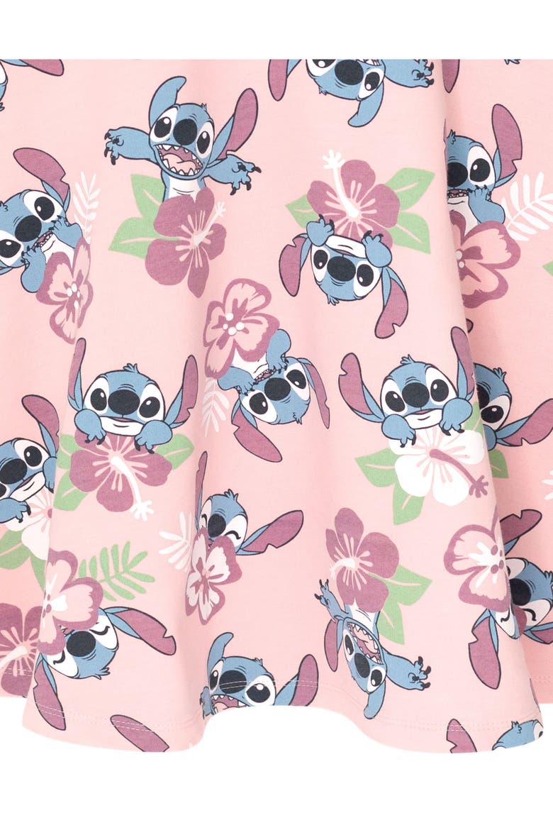 Lilo & Stitch Short Sleeve Skater Dress, Alternate, color, Stitch Pink