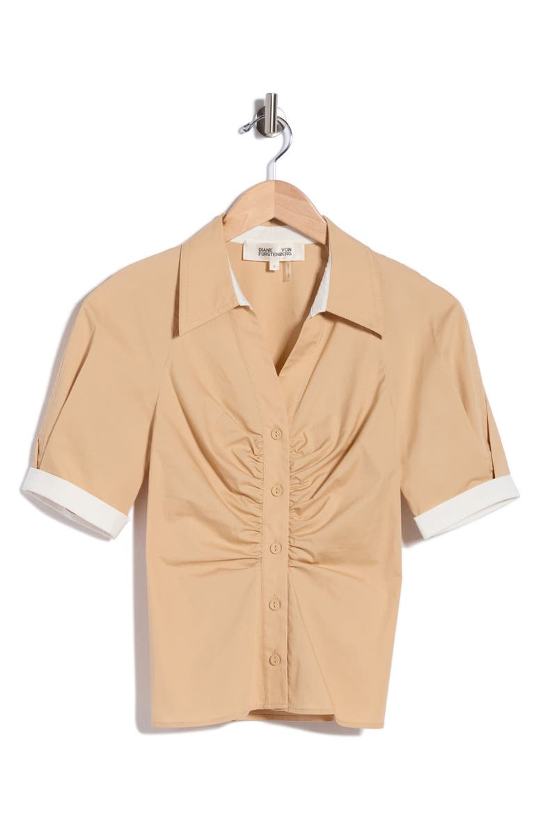 DVF Sheskita Johnny Collar Top, Main, color, Khaki