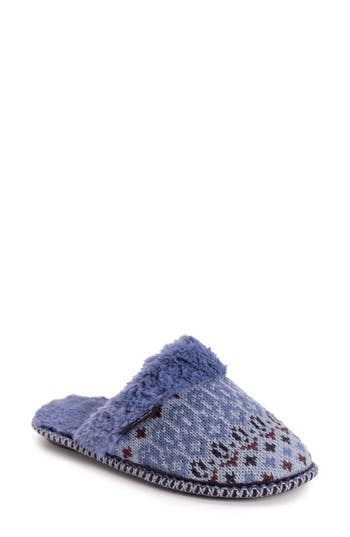 Muk Luks Frida Faux Fur Lined Scuff Slipper In Blue