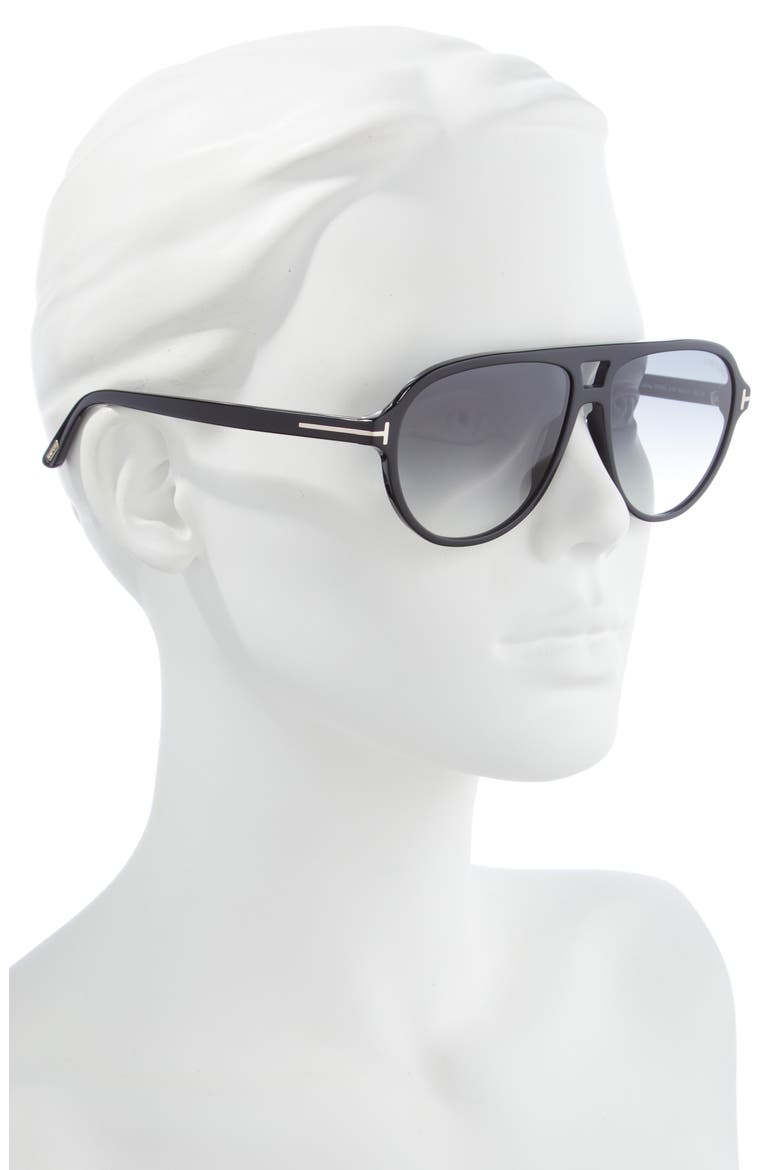 Jeffrey 59mm Gradient Pilot Sunglasses, Alternate, color, SHINY BLACK / GRADIENT SMOKE