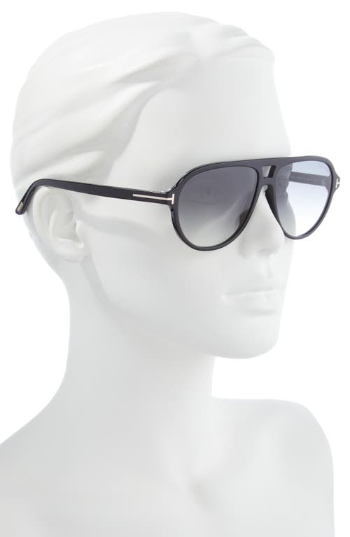Tom Ford Jeffrey 59mm Gradient Pilot Sunglasses In Black