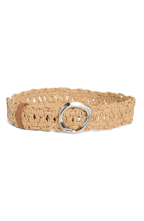 Wide Woven Straw Belt
