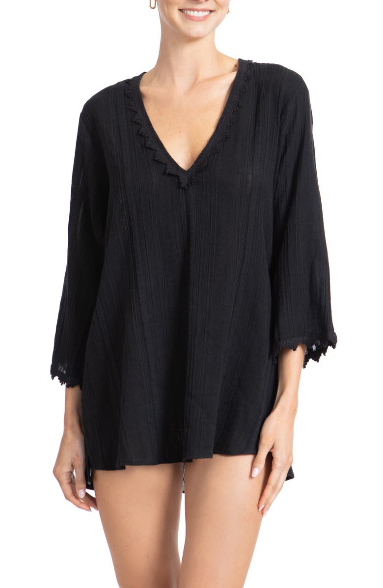 Robin Piccone Jo Lace Trim Cover-Up Tunic, Main, color,