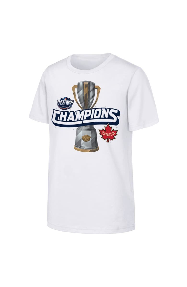 Outerstuff Youth White Canada 2025 4 Nations Face-Off Champions T-Shirt, Alternate, color, White