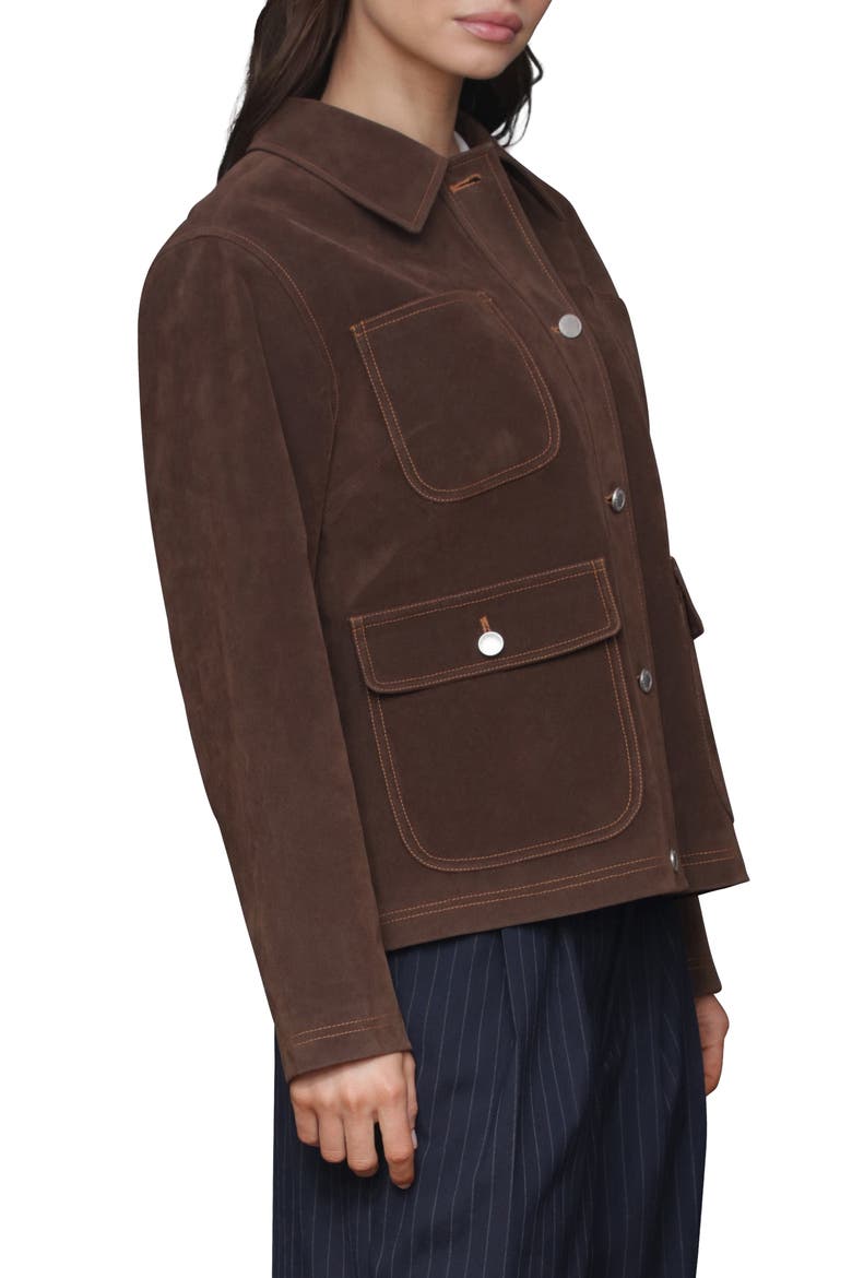 Faux Suede Crop Barn Jacket, Alternate, color, ESPRESSO