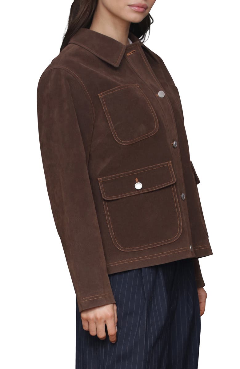 Avec Les Filles Faux Suede Crop Barn Jacket, Alternate, color, Espresso