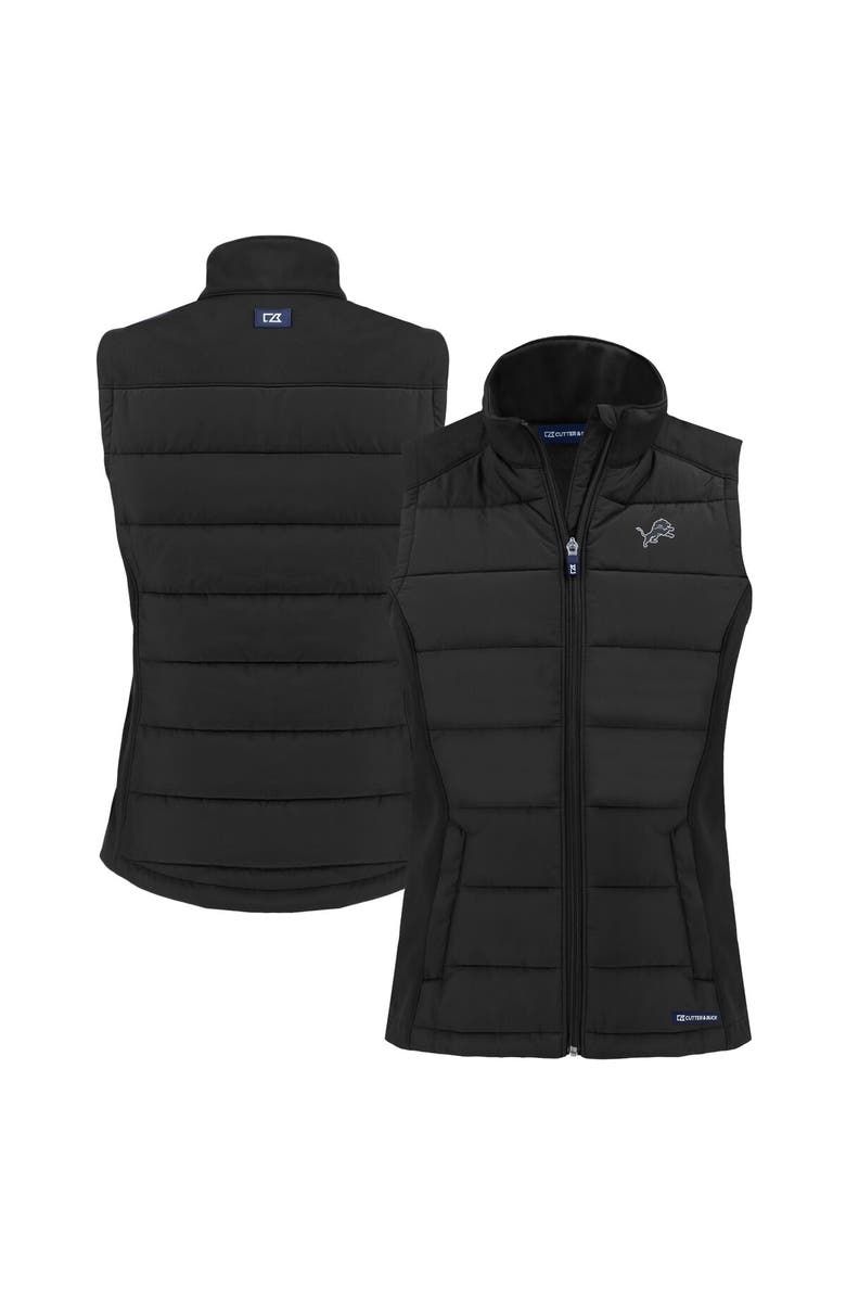 Cutter & Buck Women's Cutter & Buck Black Detroit Lions Evoke Hybrid Eco Softshell Recycled Full-Zip Vest, Alternate, color, Black