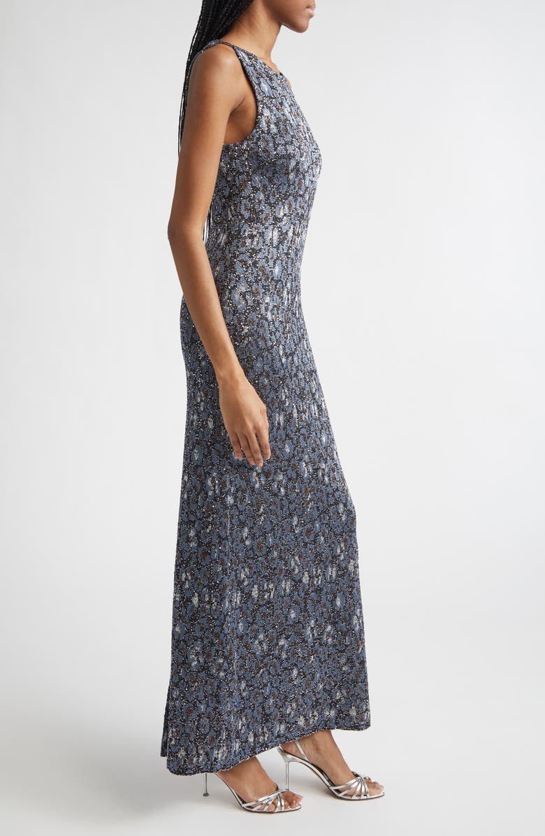 Missoni Animal Jacquard Sequin Sleeveless Column Dress, Alternate, color, Blue Base