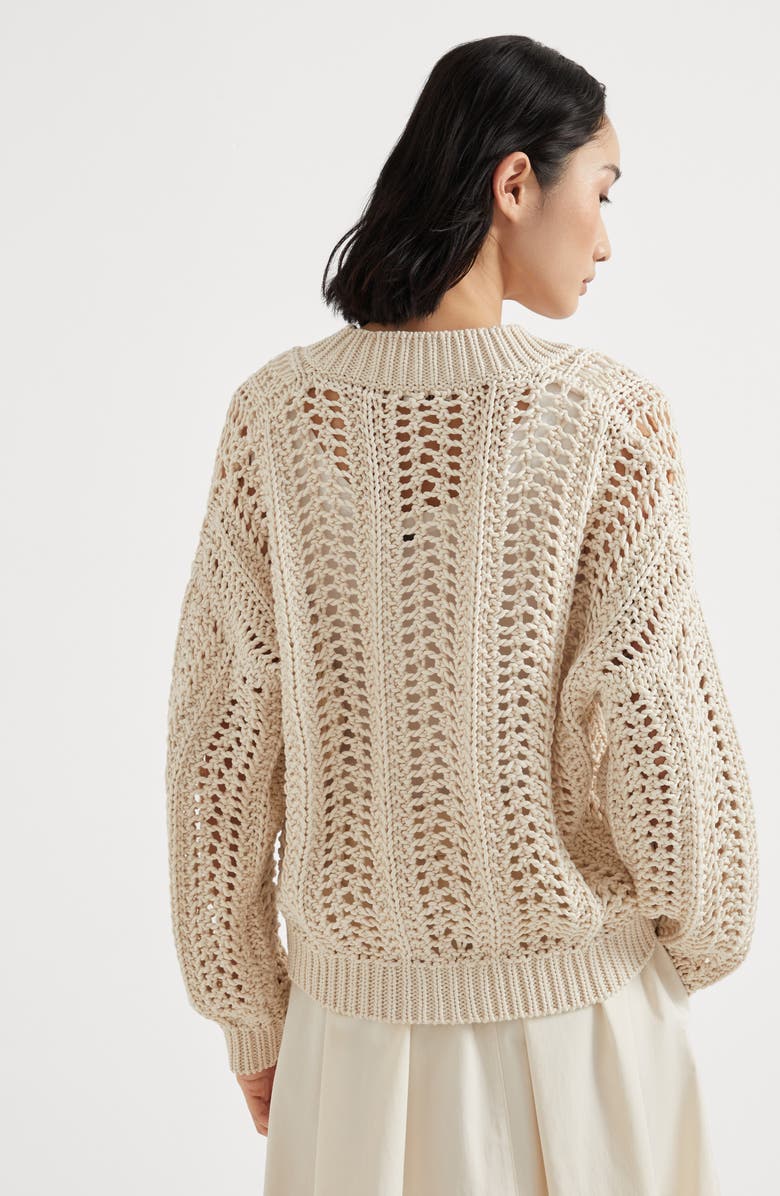 Brunello Cucinelli Ribbed Net cardigan, Alternate, color, 