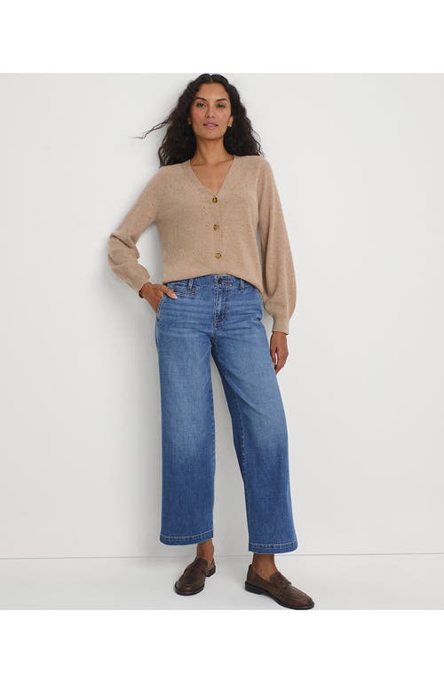 Lands' End Plus Size Mid Rise Denim Wide Leg Ankle Jeans In Indigo Tide Blue