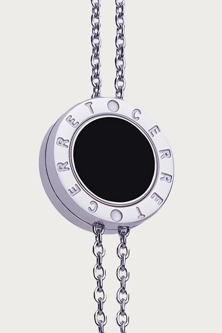 Silver 925 Plated Double Chain With Black Enamel  Luxury Safety Bracelet, Main, color, Silver