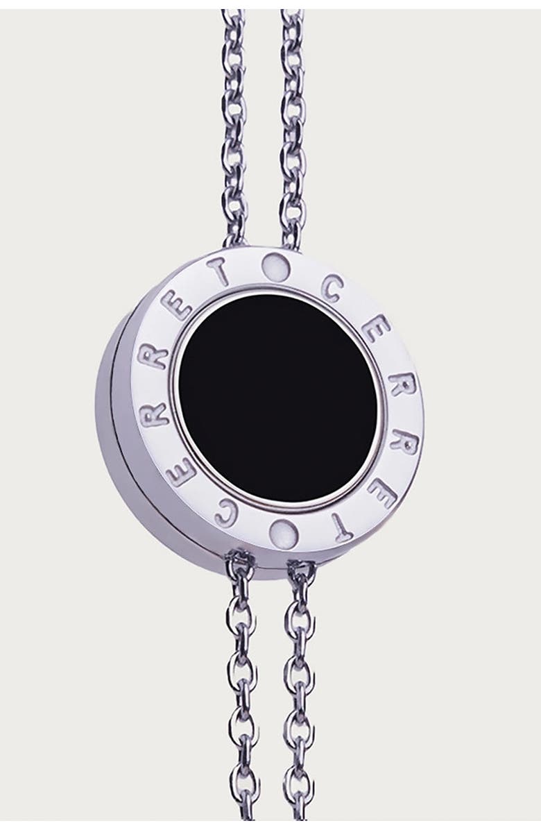 CERRET Silver 925 Plated Double Chain With Black Enamel  Luxury Safety Bracelet, Main, color, Silver