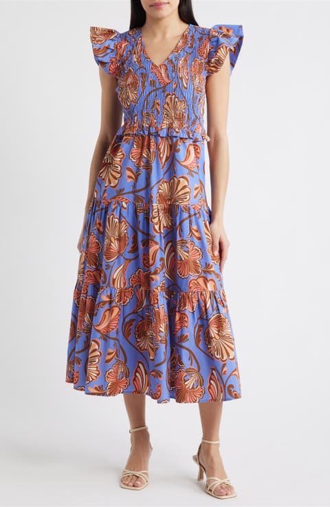 Smocked Bodice Tiered Maxi Dress