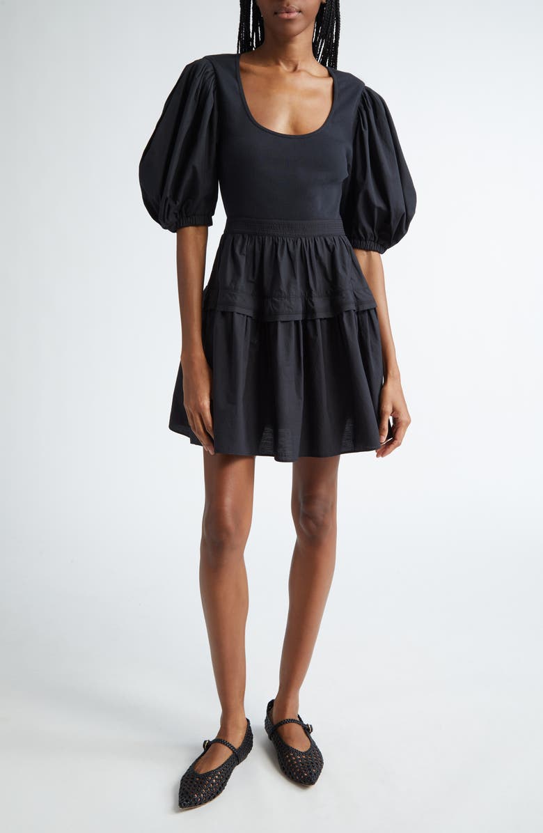 Ulla Johnson Tilda Mixed Media Minidress, Main, color, Noir