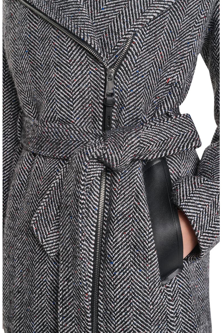 Herringbone Wool Blend Coat with Bib, Alternate, color, HERRINGBONE
