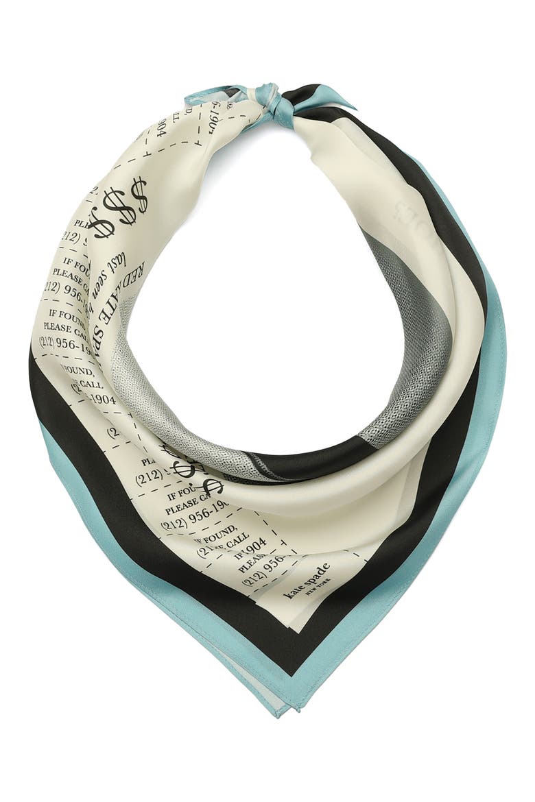 missing shoe square silk bandana, Alternate, color, BLACK CREAM