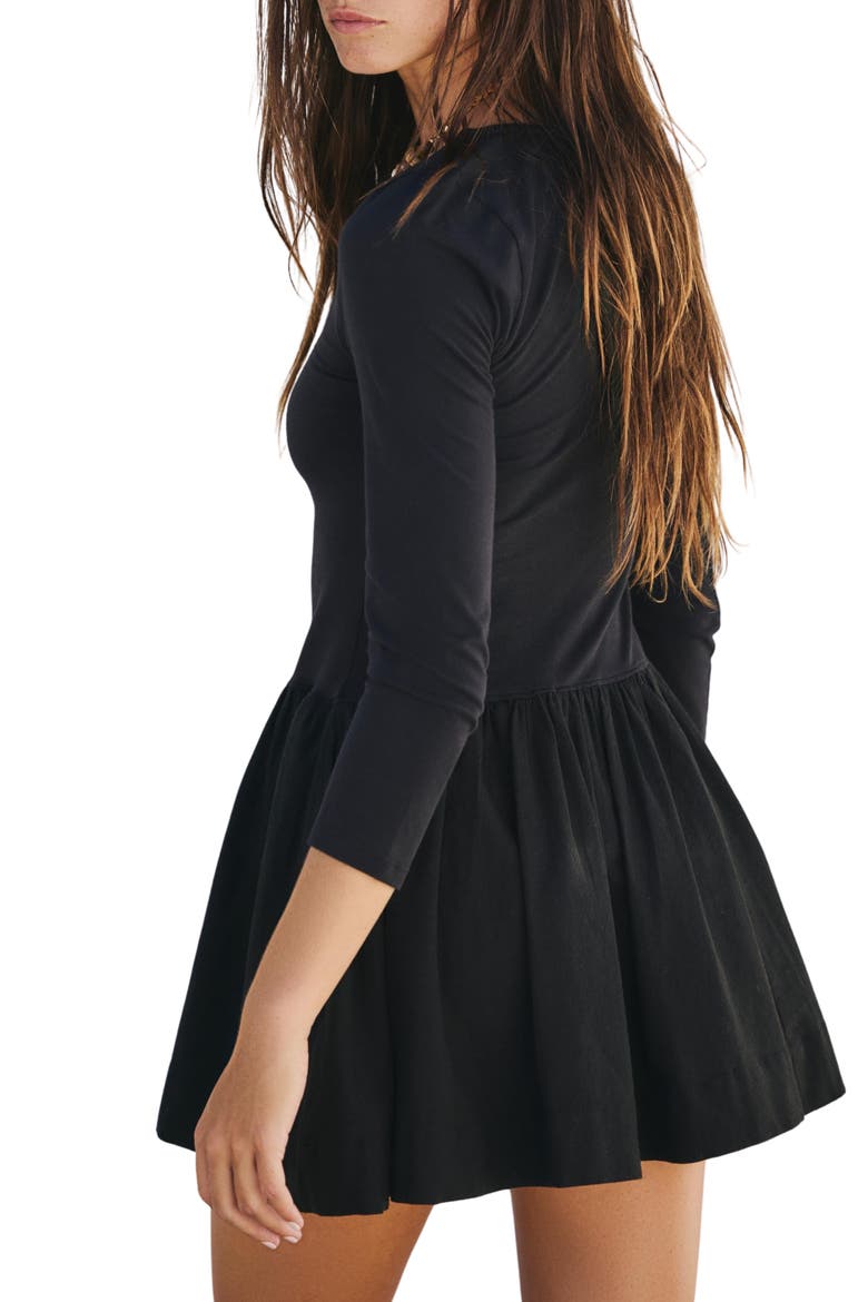 free people onda drop waist mini dress Onda Long Sleeve Stretch Cotton Minidress (Women)