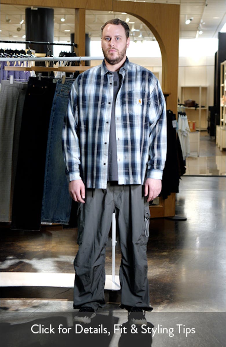 Blanton Loose Fit Plaid Button-Up Shirt, sales video thumbnail