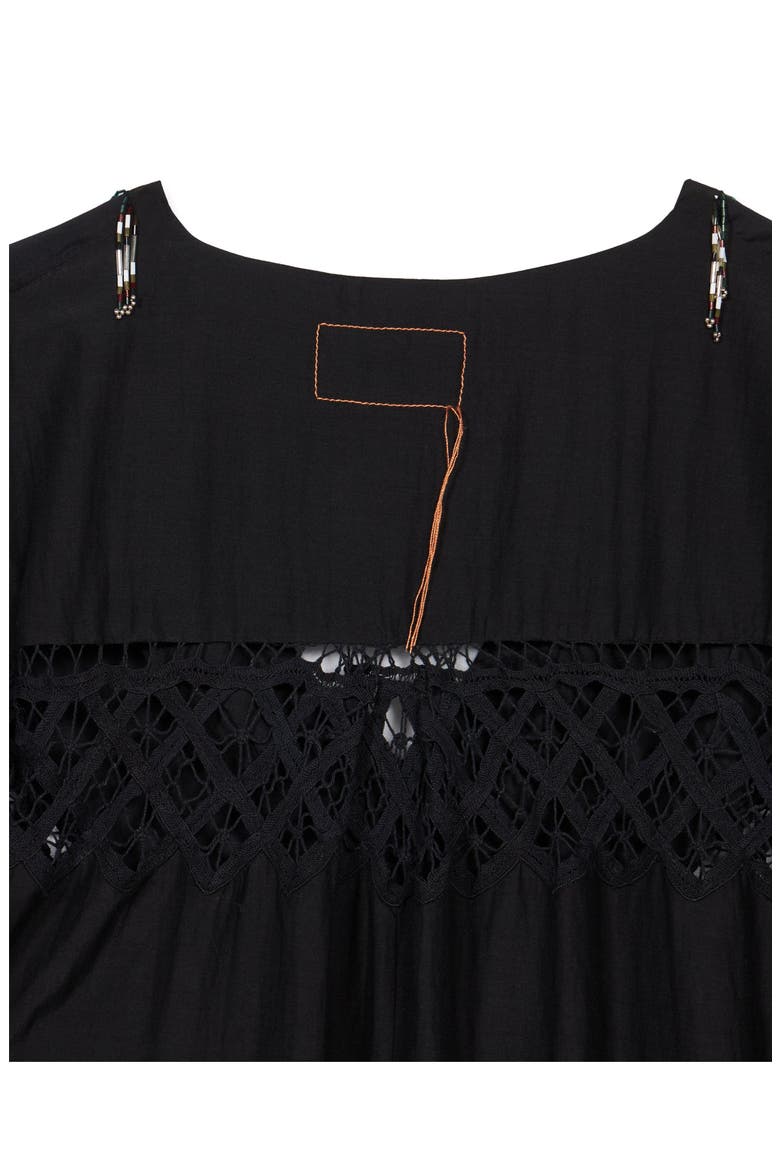 Alice Cotton Silk Embroidered Dress, Alternate, color, BLACK