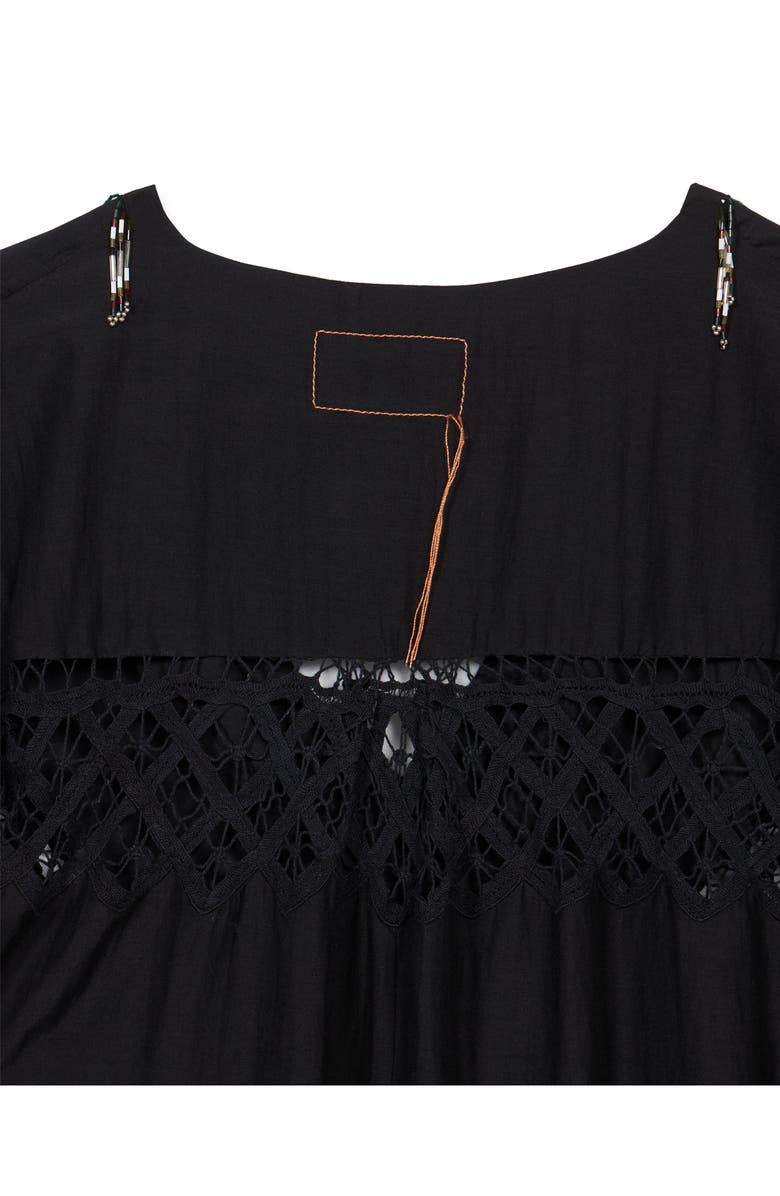 Fortela Alice Cotton Silk Embroidered Dress, Alternate, color, Black