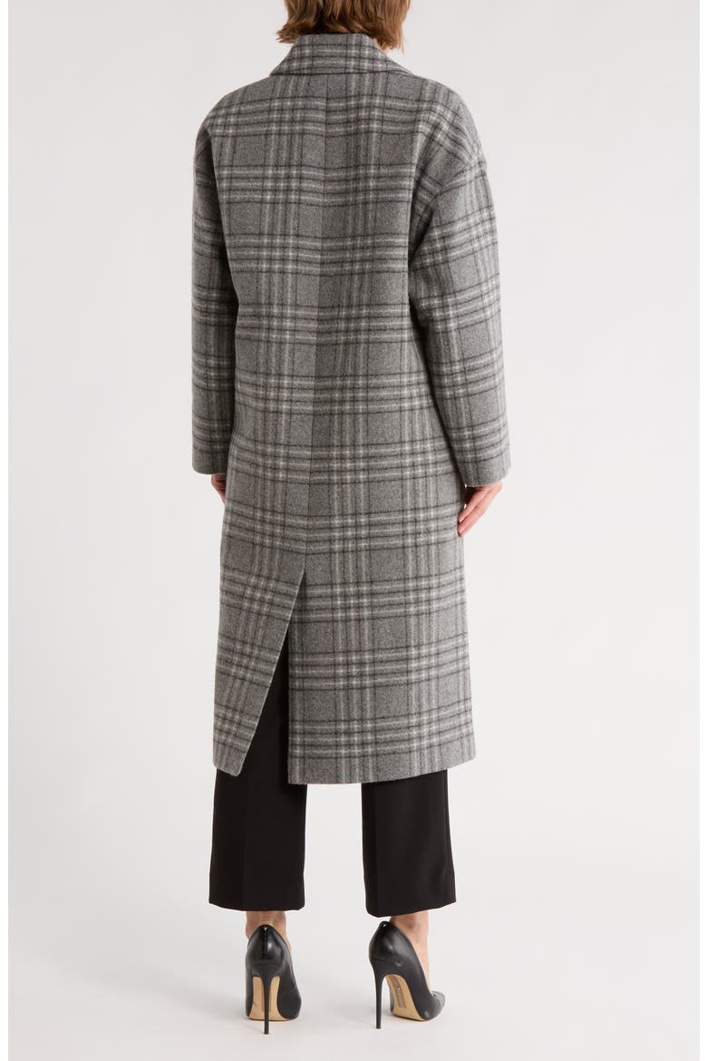 Thea Plaid Double Breasted Wool Blend Coat, Alternate, color, GREY PLAID